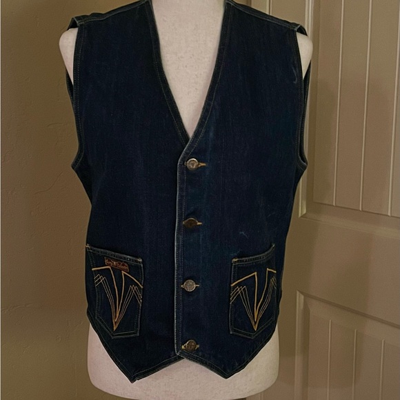 Vintage dark denim vest Sergio Valente with front pockets- Size Large - Picture 3 of 4